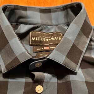 Mizzen+Main Men's Blue and Black Plaid Shirt